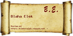 Blaha Elek névjegykártya